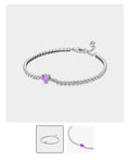 Pulsera Tenis Corazón Brillante morada