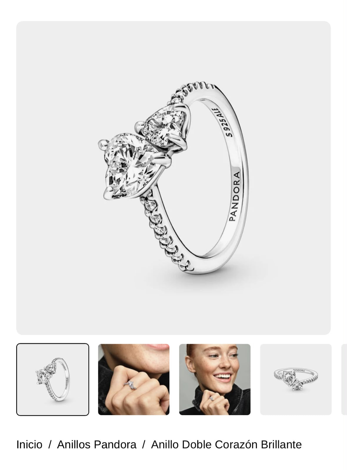 Anillo Doble Corazón Brillante