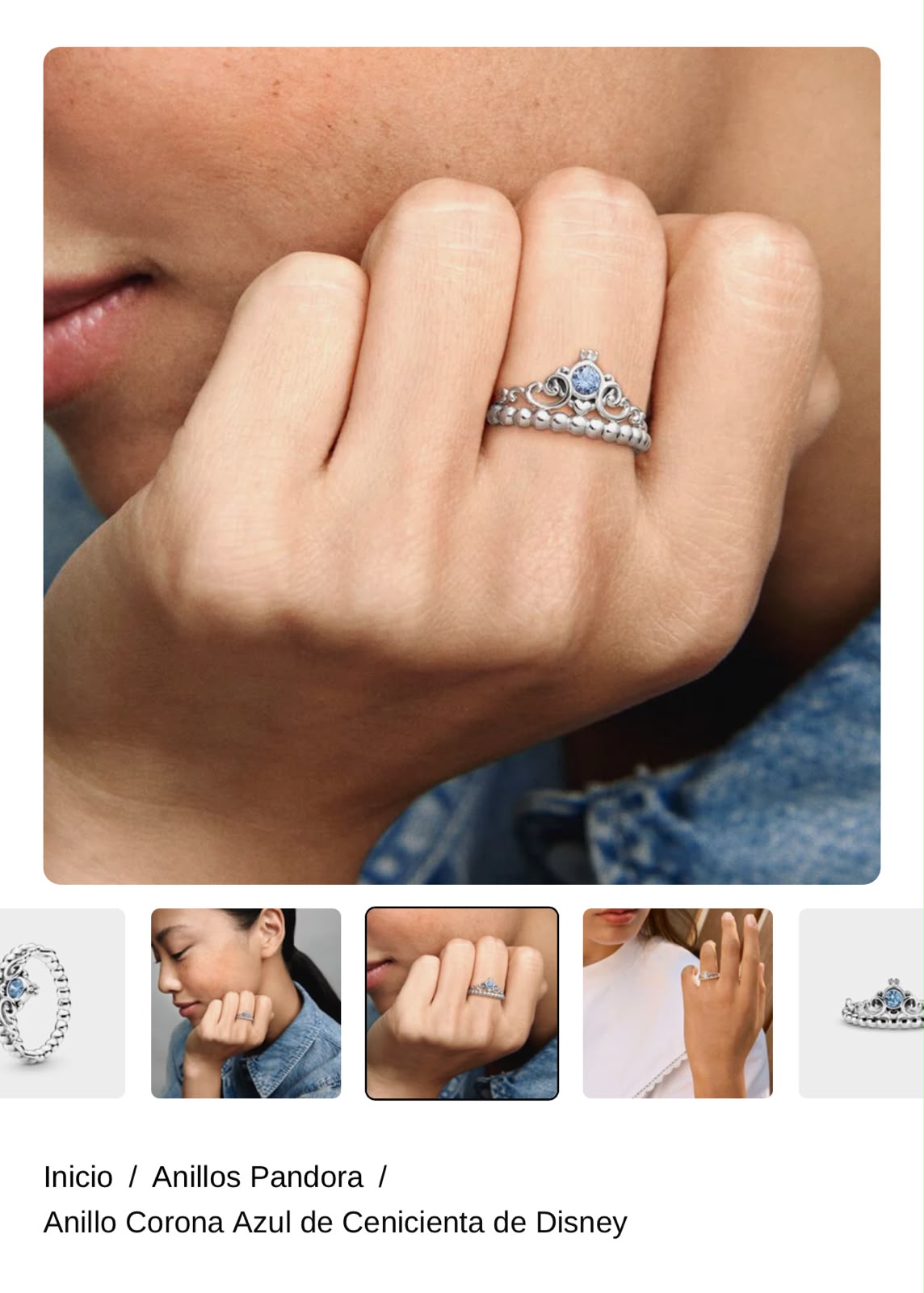 Anillo Corona Azul de Cenicienta de Disney
