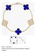 Pulsera Van Cleef Azul y Dorado Alhambra Vintage 5 Tréboles
