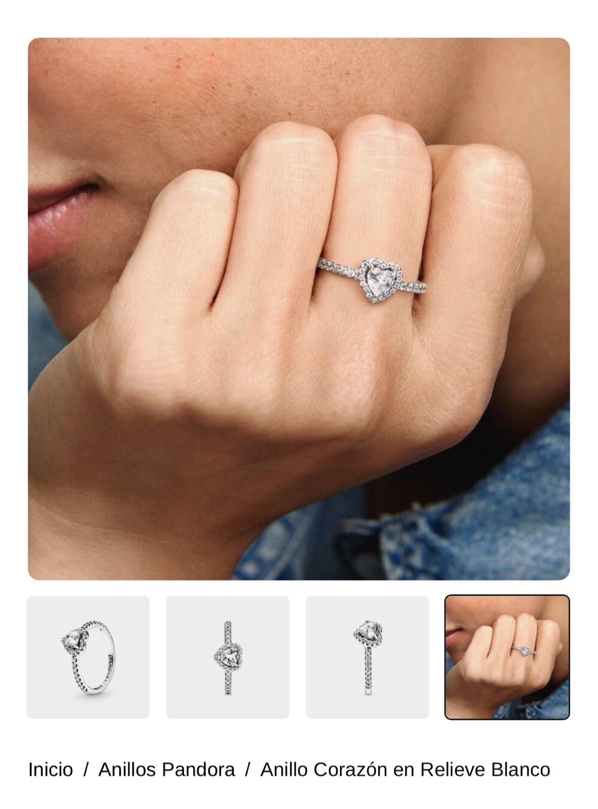 Anillo Corazón en Relieve Blanco