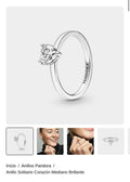 Anillo Solitario Corazón Mediano Brillante