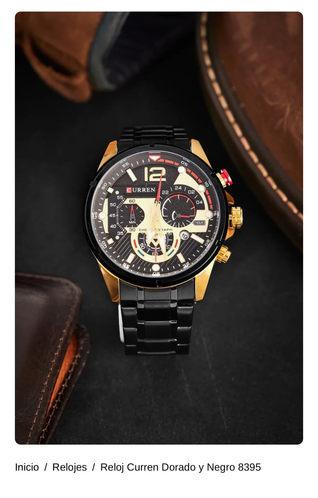 Reloj Curren Dorado y Negro 8395