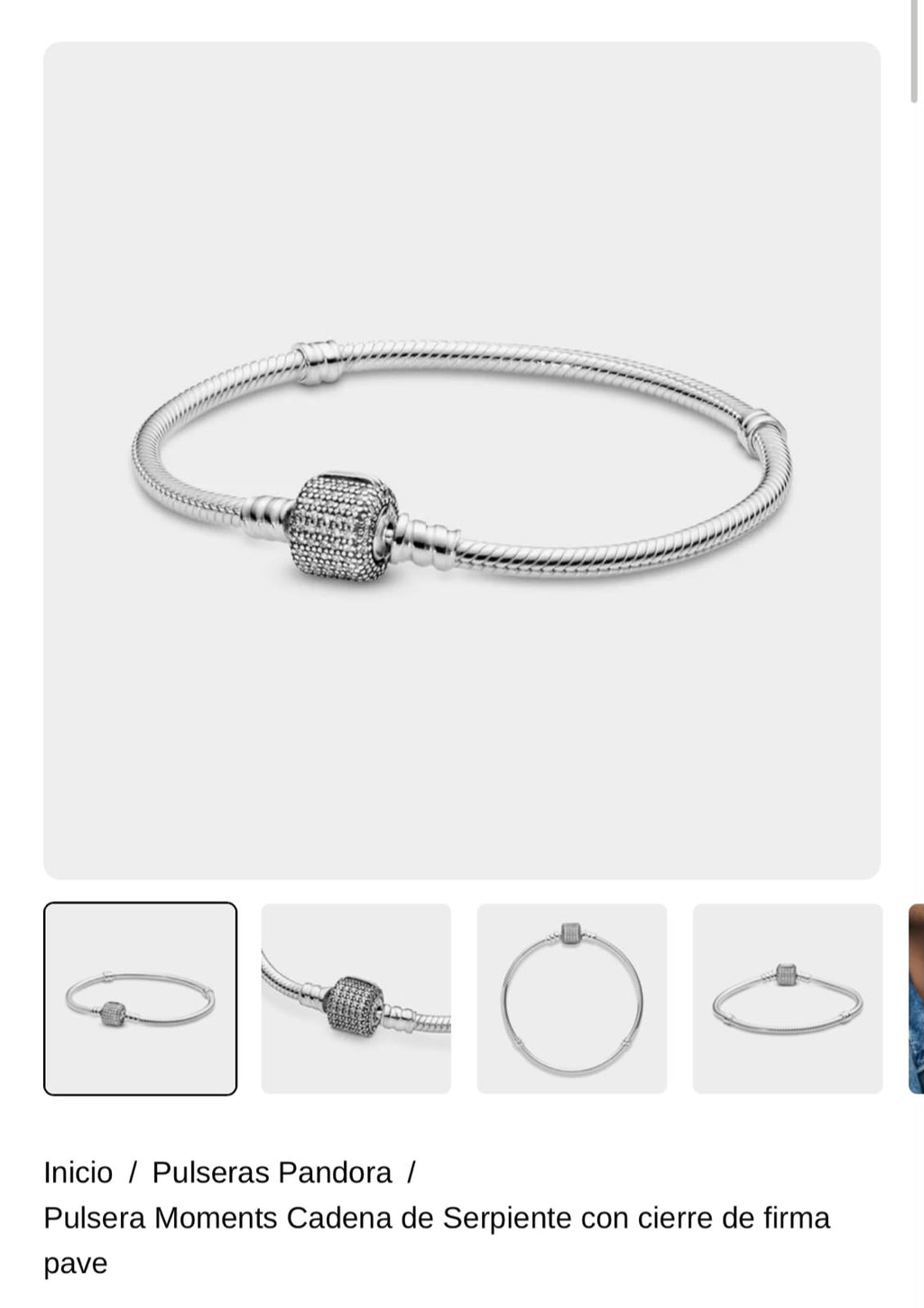 Pulsera Moments Cadena de Serpiente con cierre de firma pave