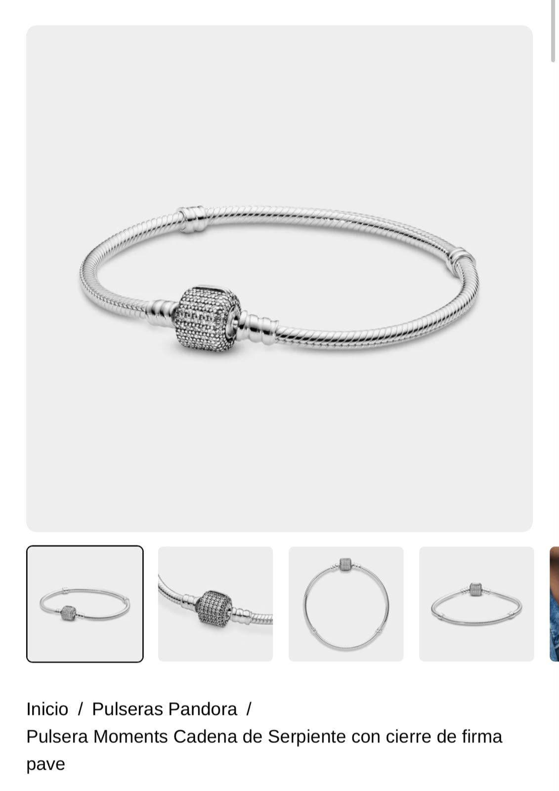Pulsera Moments Cadena de Serpiente con cierre de firma pave