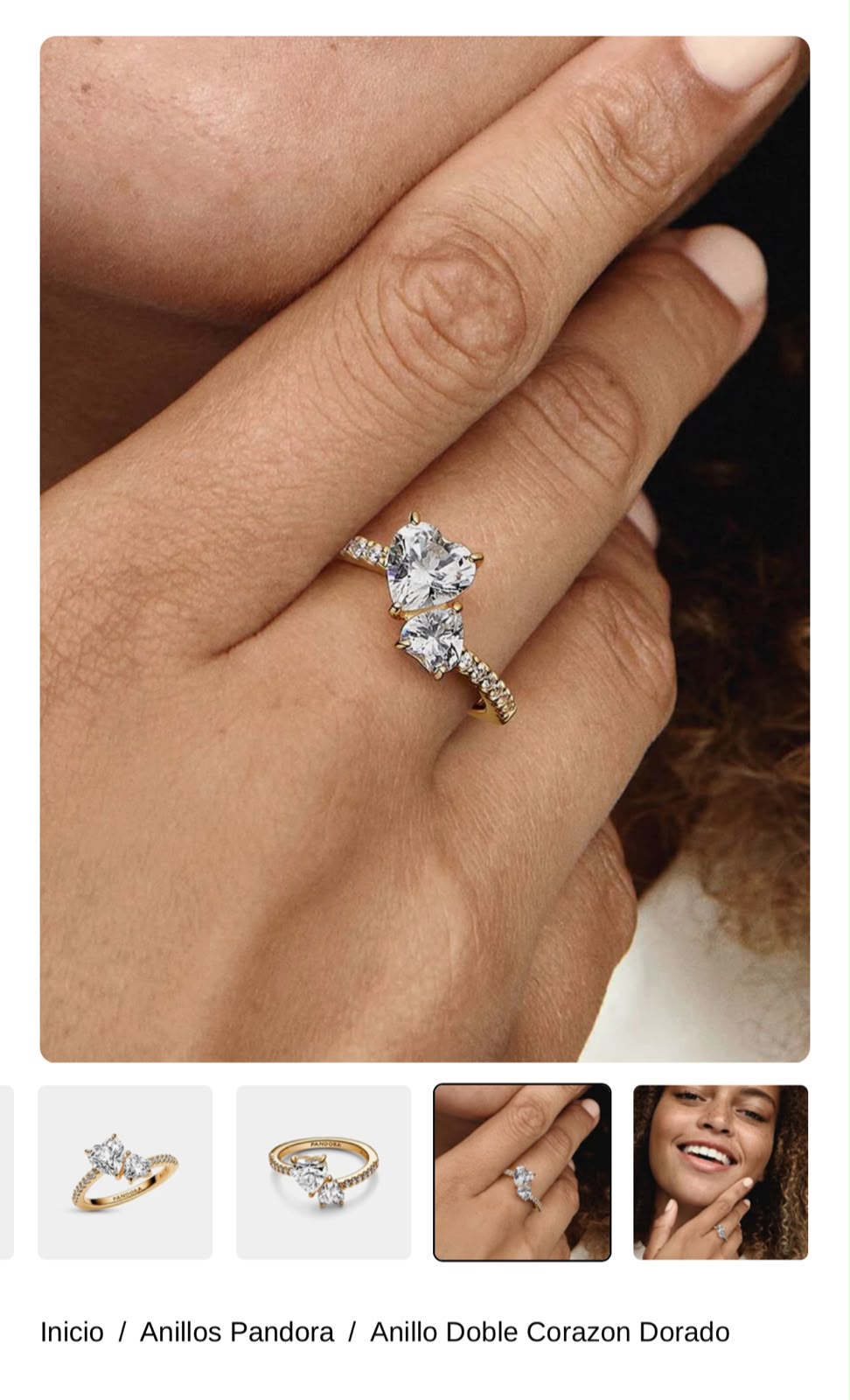 Anillo Doble Corazon Dorado