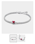 Pulsera Tenis Corazón Brillante Rojo