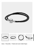 Pulsera de Cuero Doble Negro