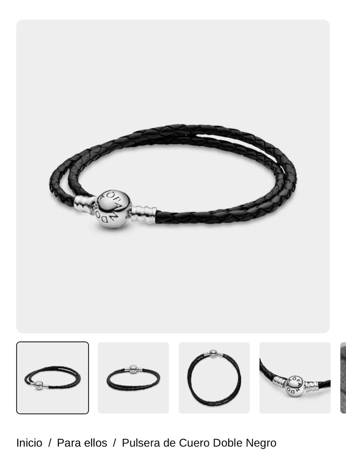 Pulsera de Cuero Doble Negro