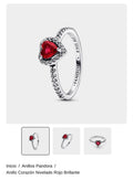 Anillo Corazón rojo Plateado