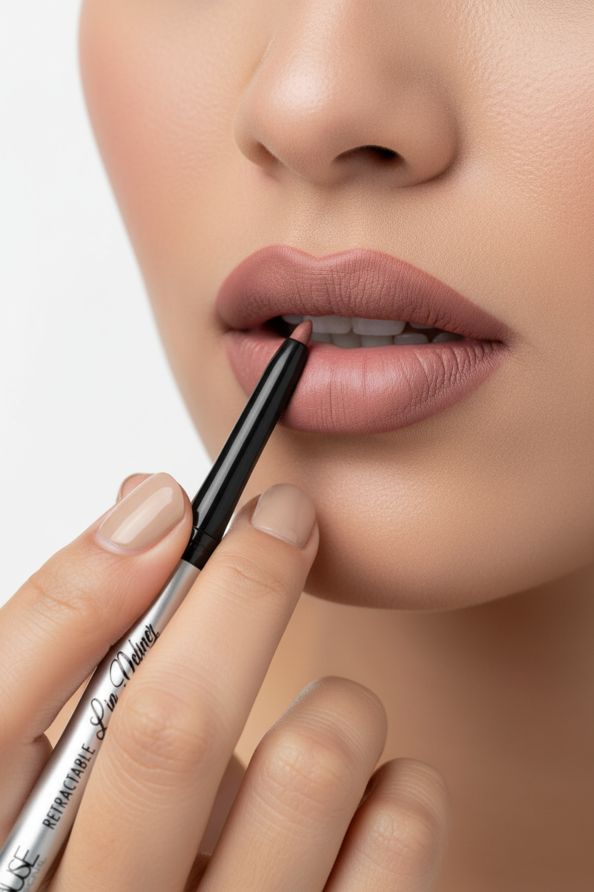 Modelo aplicando lip liner AMUSE