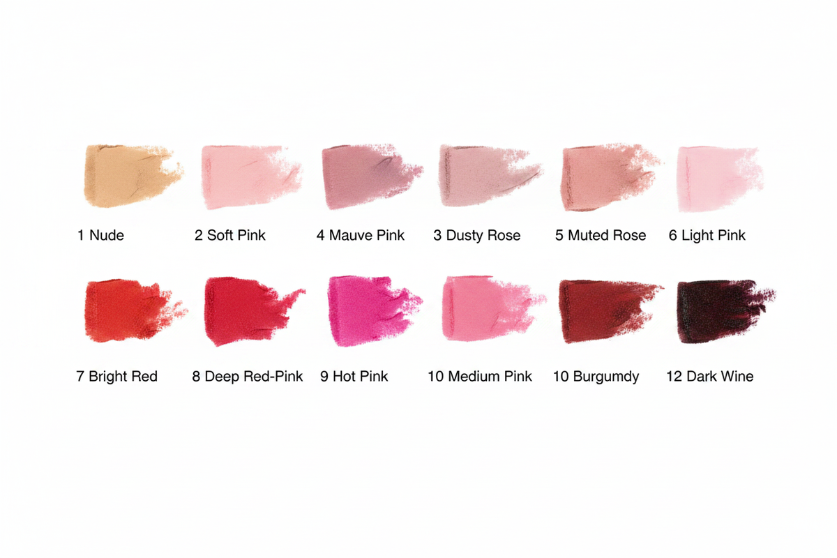 Swatches lip liner AMUSE - Numerados 1 al 12